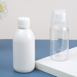 Clear Pill Bottle PET Vitamin Liquid Boston Plastic Bottle With CRC Cap And Cup
