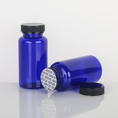 Wide Mouth Clear Blue Frosted Pill Supplement Capsules Empty Vitamin Plastic Bottle with Screw Cap Capsules Tablets PET Bottle