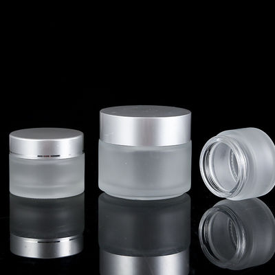 15g 30g 50g 100g Frosted Clear Glass Cream Jar with Gold Silver Screw Lid Customized Logo and Frosted Glass Base Material