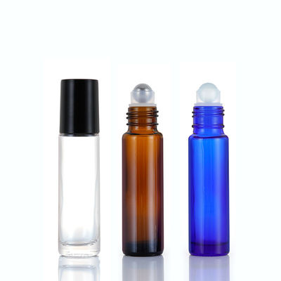 5ml 10ml 15ml Essential Oil Perfume Round Glass Amber Frosted Roll on Bottle with Roller Customized Colors and Free Sample