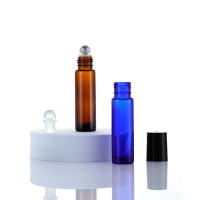 5ml 10ml 15ml Essential Oil Perfume Round Glass Amber Frosted Roll on Bottle with Roller Customized Colors and Free Sample