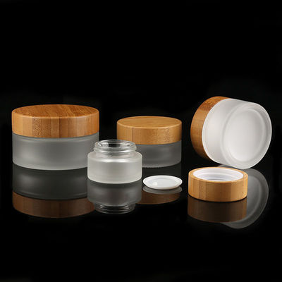 Customized Colors Skin Care Glass Bottle Jar Packaging Bamboo Products 5g15g 20g 30g 50ml 100ml 150ml 200ml 4oz 8oz